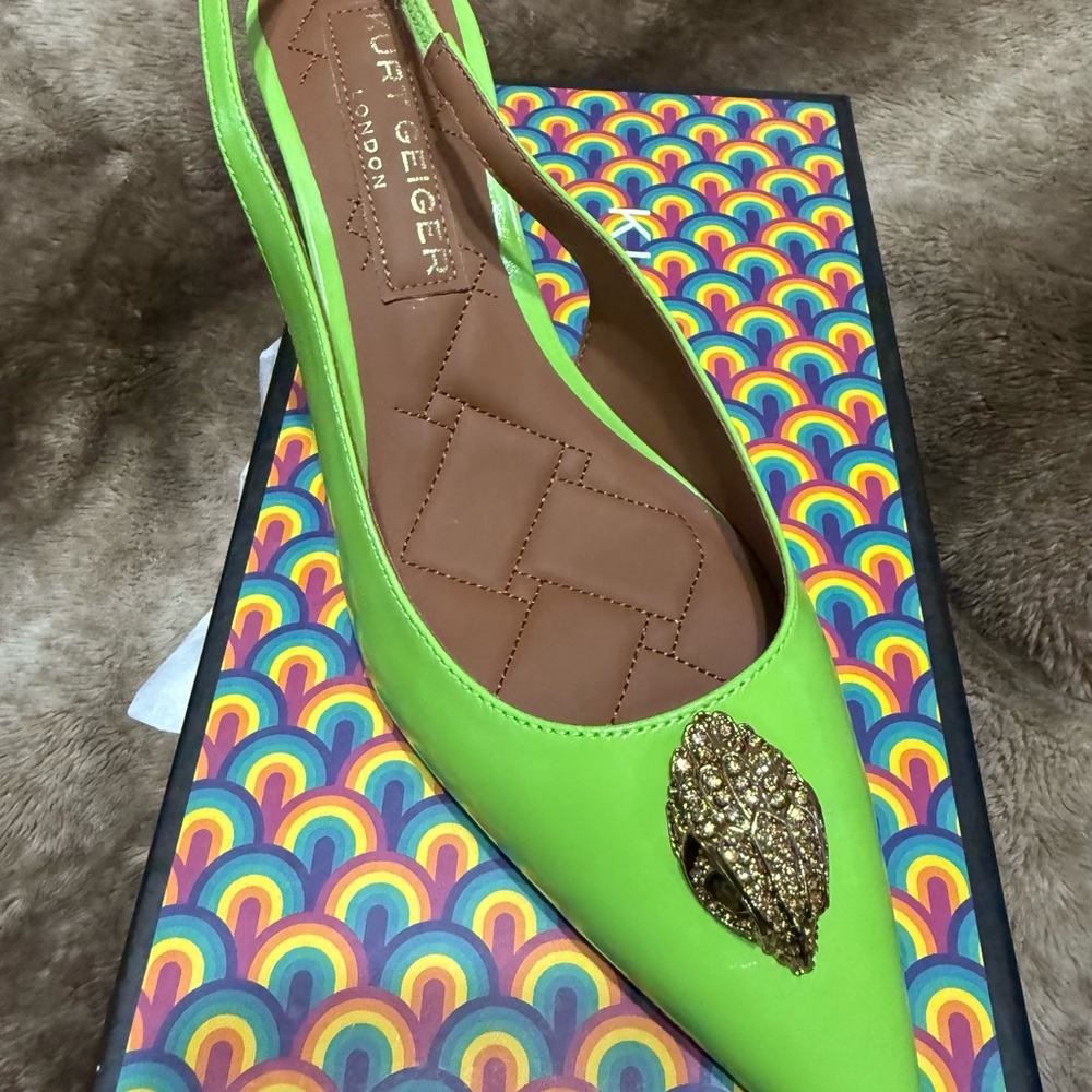 Kurt Geiger Women's Green Slingback Heels Shoes 9.5